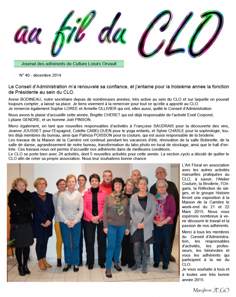 Fil du CLO n°40 — Décembre 2014
